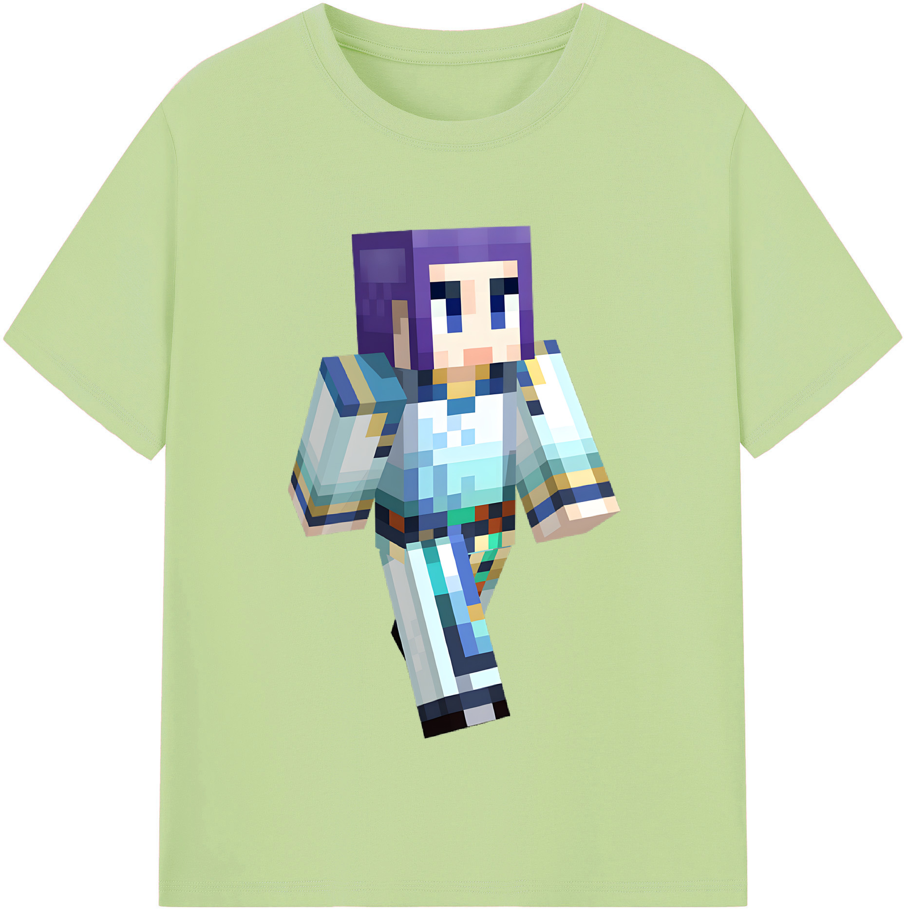 （画像用） マインクラフト ブロックの世界 Minecraft MC Block world 綿100％半袖Tシャツ（フロントプリント）